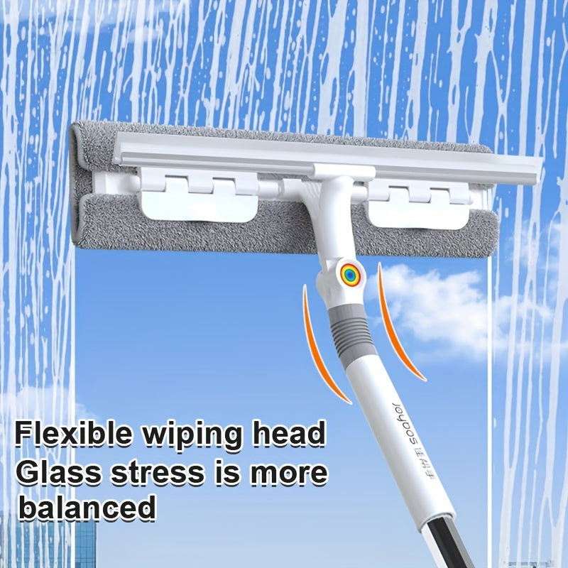 2-in-1 Glass Wiper, Multi-Functional Plastic & Stainless Steel Window Cleaning Tool