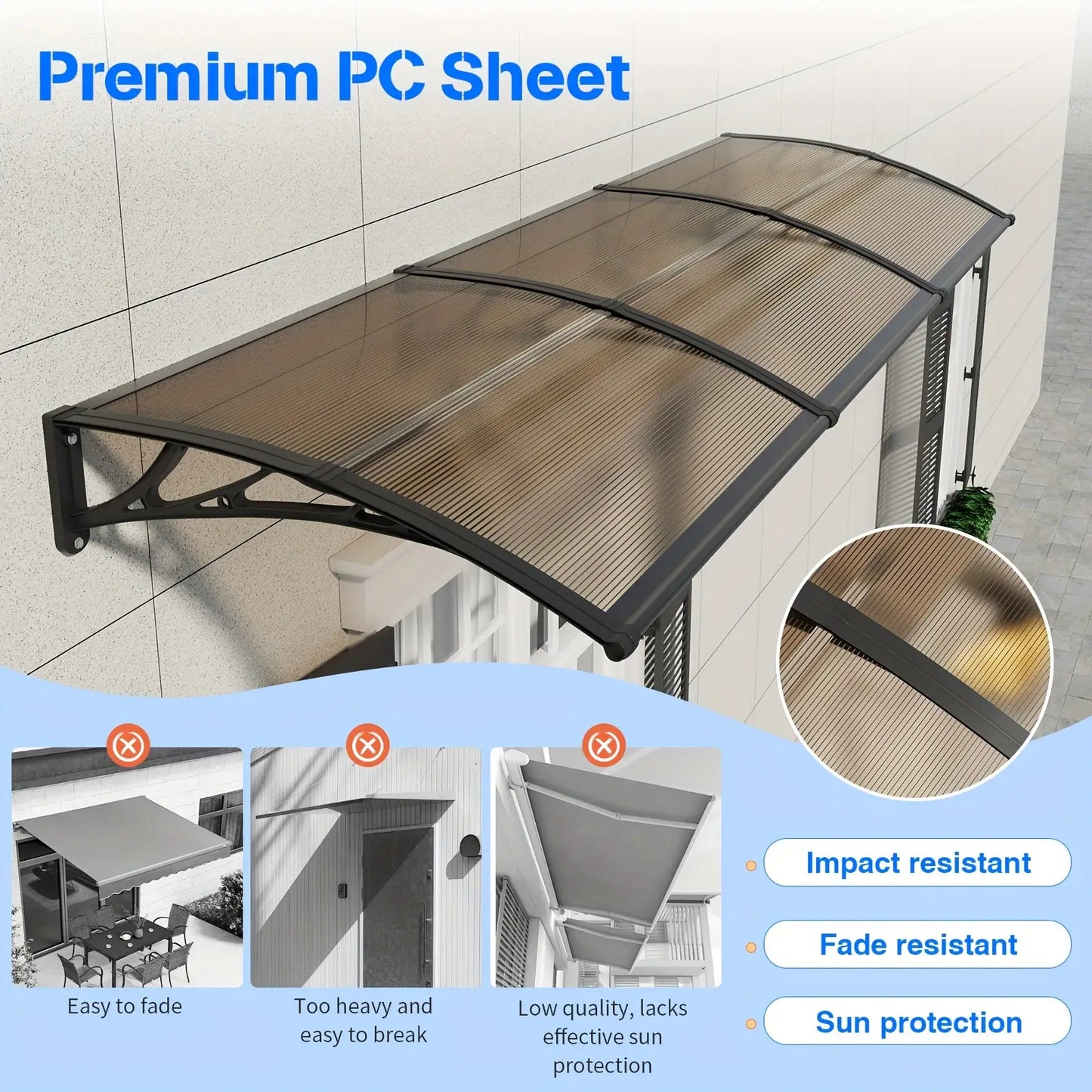 Polycarbonate Window Door Awning Canopy