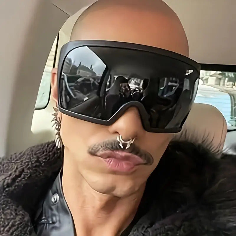 Retro Futuristic Oversized Men's Wrap-Around Fashion Glasses