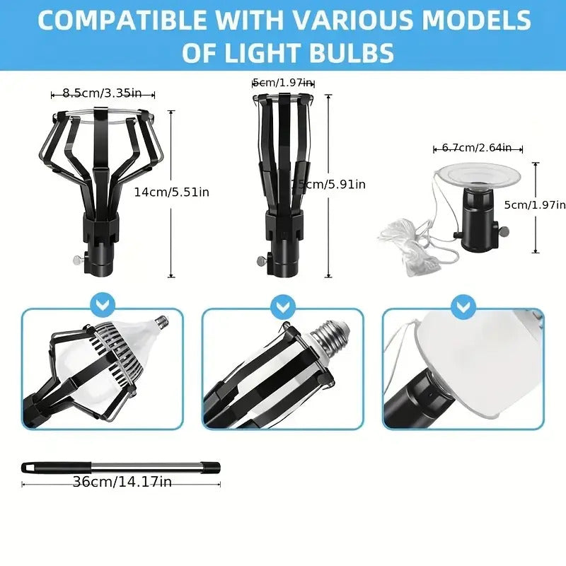 1pc 12ft Extendable Metal Light Bulb Changer with Suction Cup