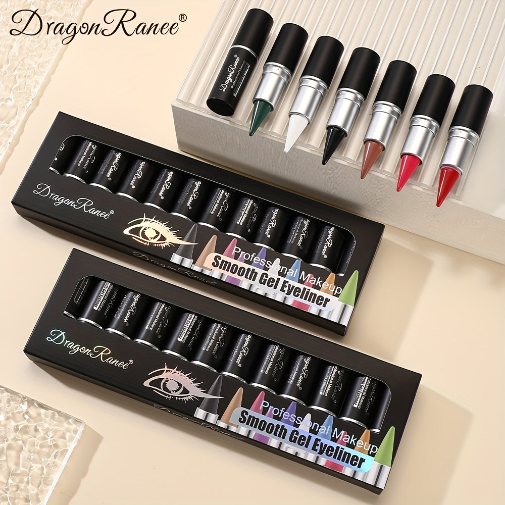 12pcs Long-lasting Waterproof Automatic Rotating Color Eyeliner Case