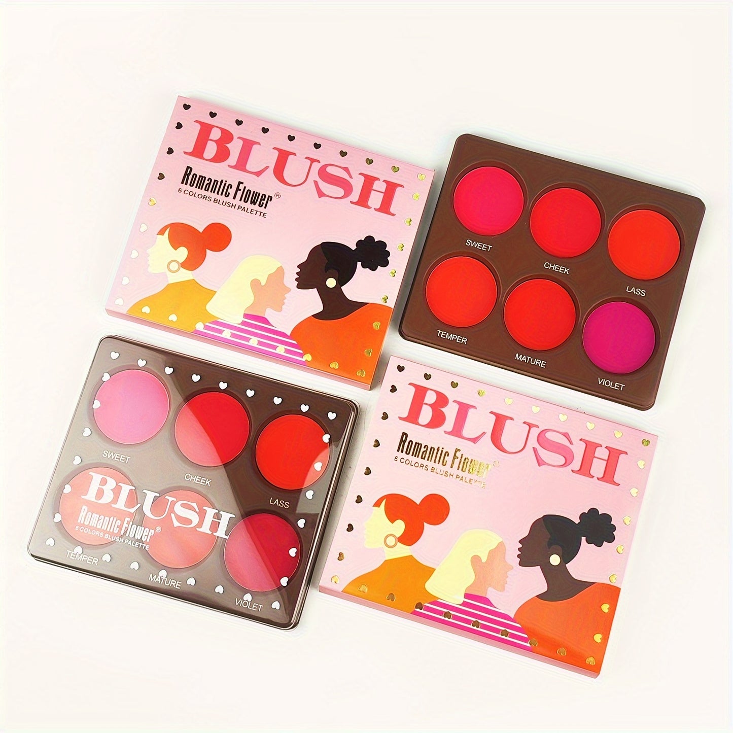 Waterproof 6 Color Berry Orange Pink Matte Powder Blush Palette