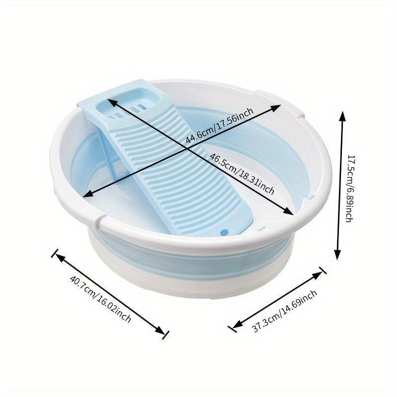 Set of 1 Classic Round Plastic Laundry Tub with Washboard