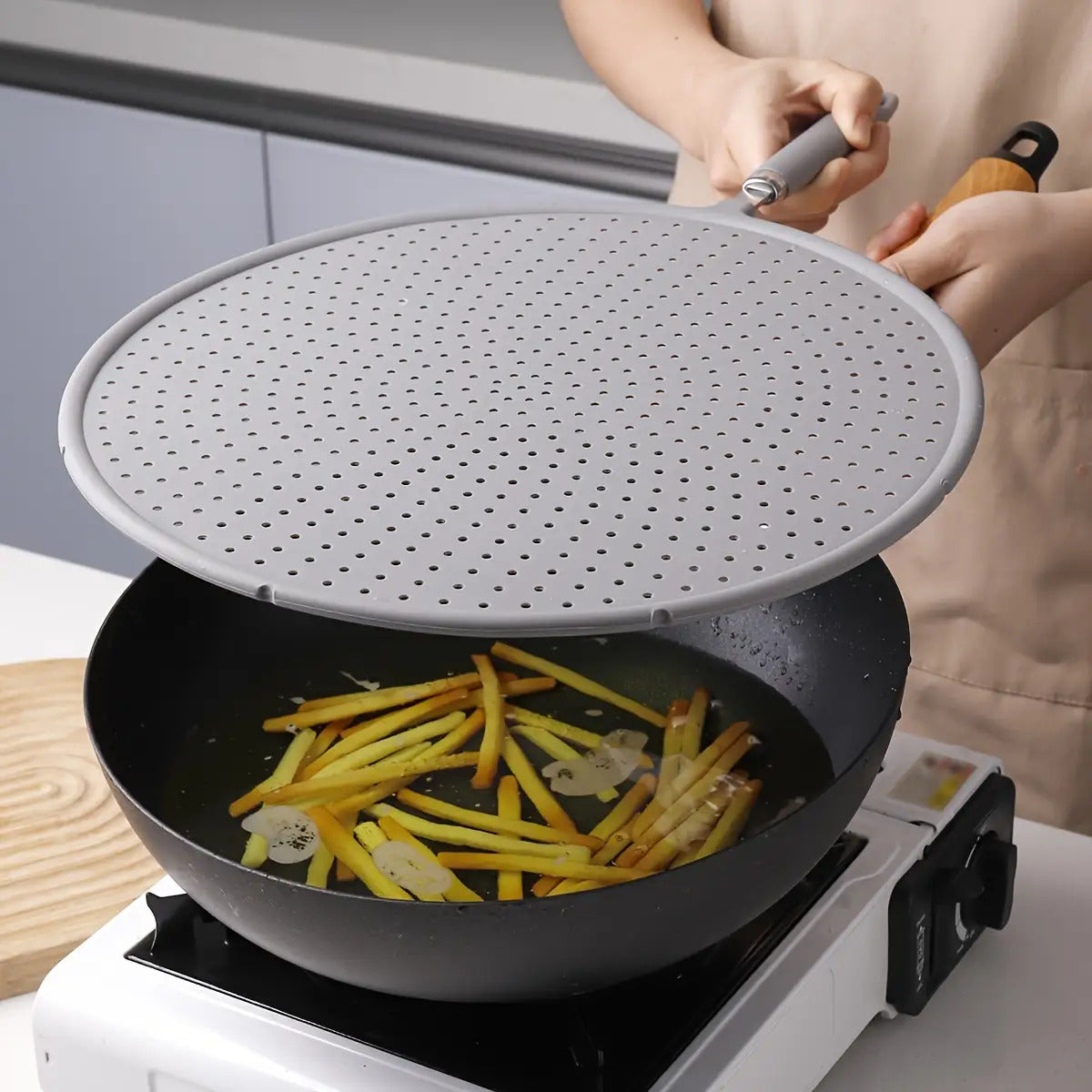 1pc Gray Silicone Oil-Resistant Splatter Guard