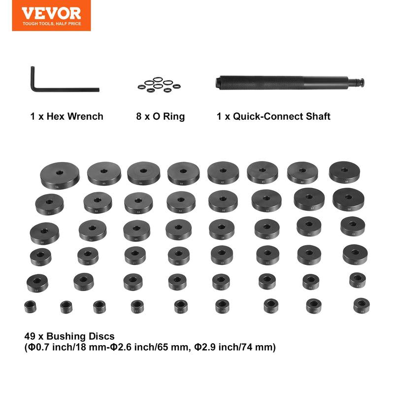 52-piece wheel bearing installation tool set