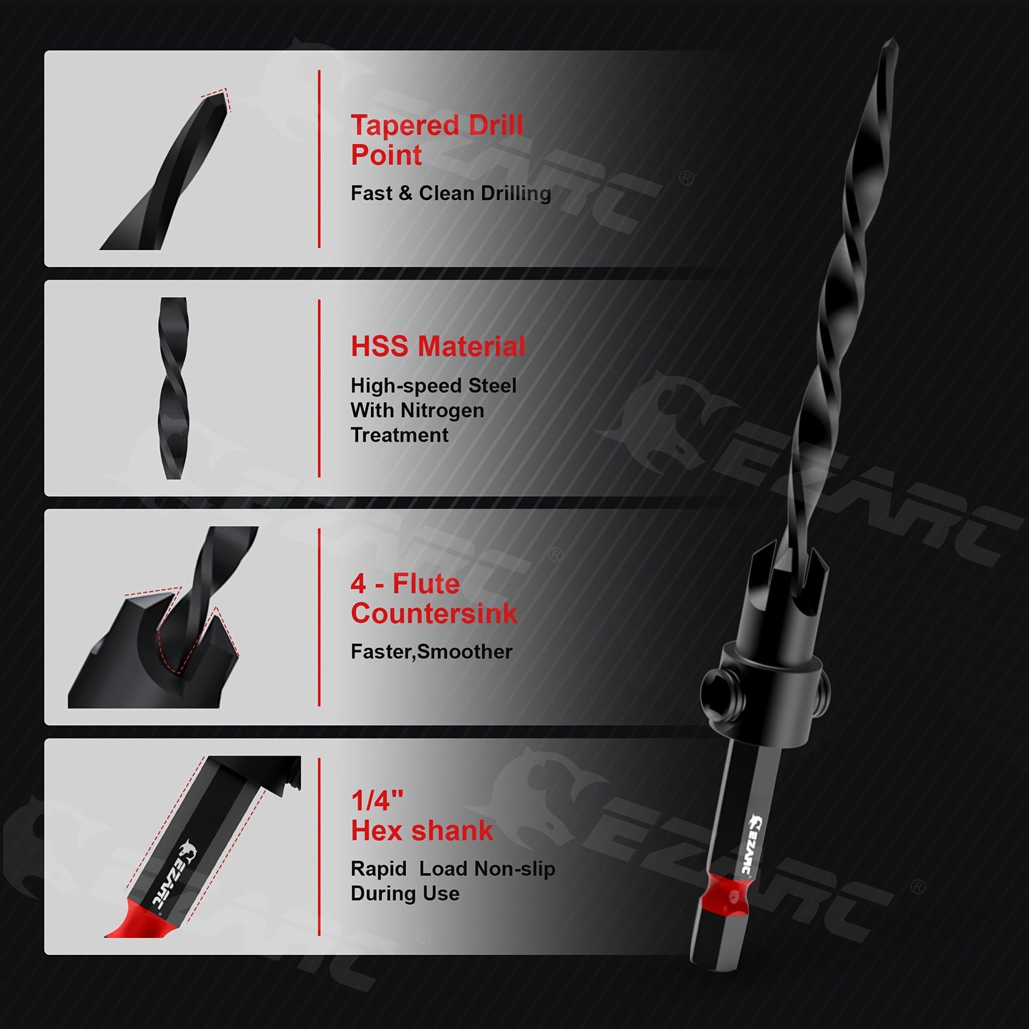 15pcs Countersink Drill Bit Set