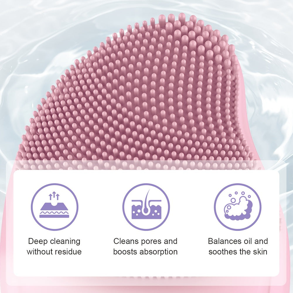 Rechargeable Silicone Facial Cleansing Brush with Heating Massage