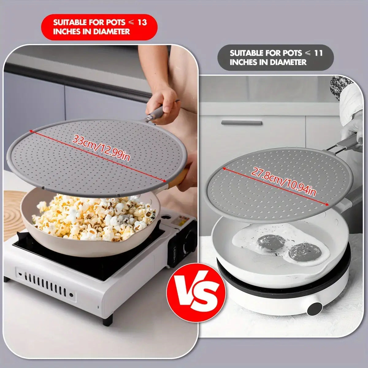 1pc Gray Silicone Oil-Resistant Splatter Guard