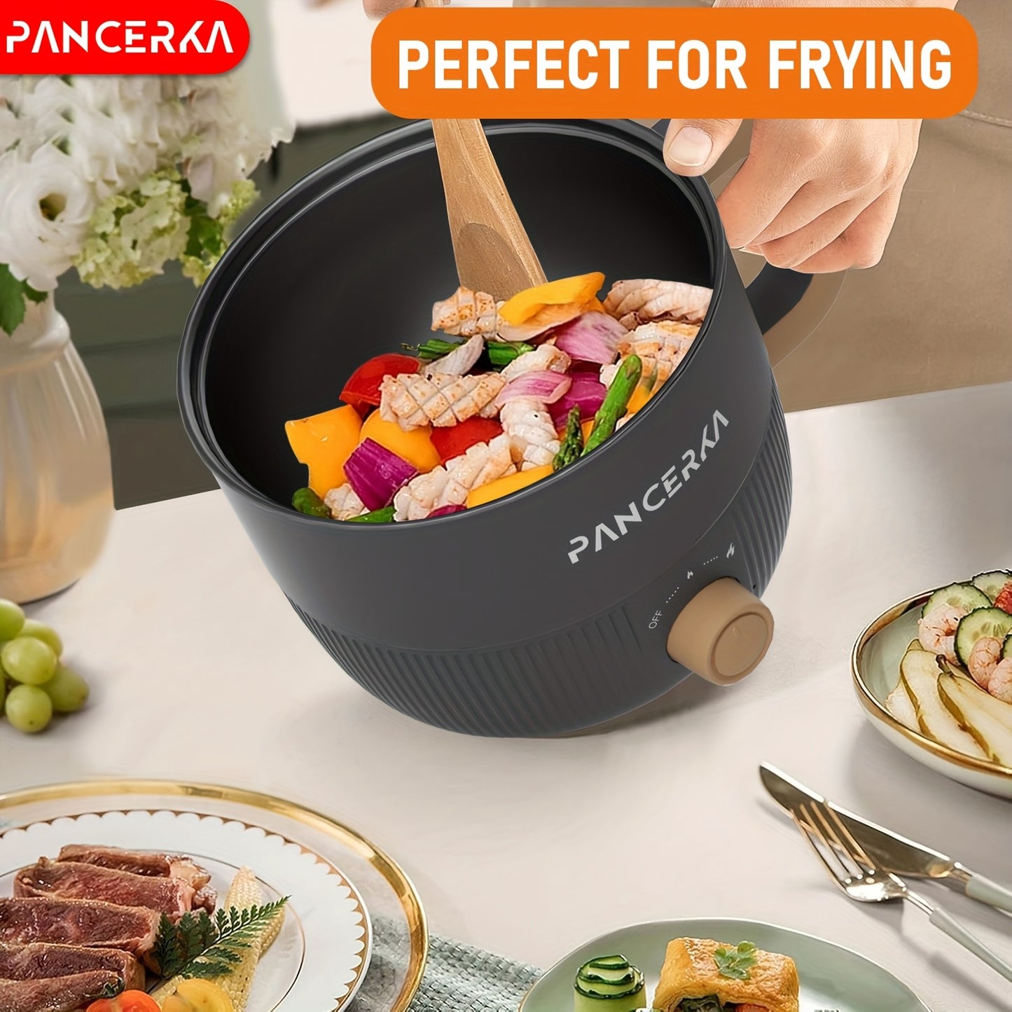 1.8L Compact Electric Cooking Pot with Steamer