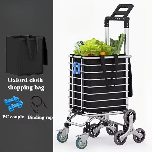 1pc Foldable 8-wheel Shopping Cart