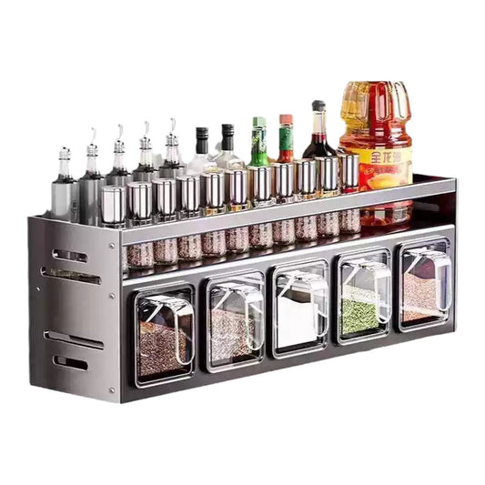 1pc No-Drill Wall-Mounted Spice Organizer Rack