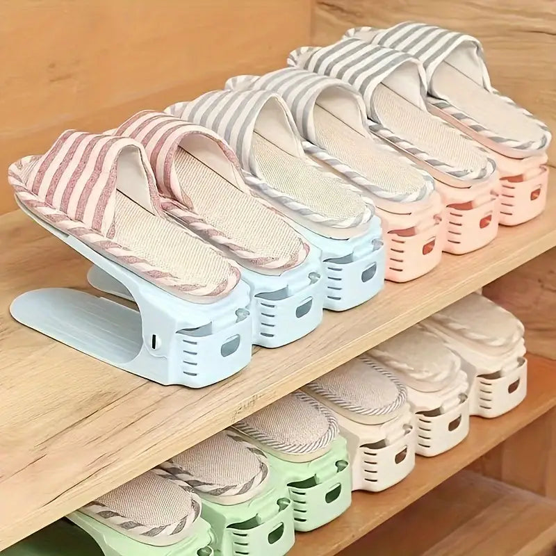 10pcs Adjustable Plastic Shoe Racks
