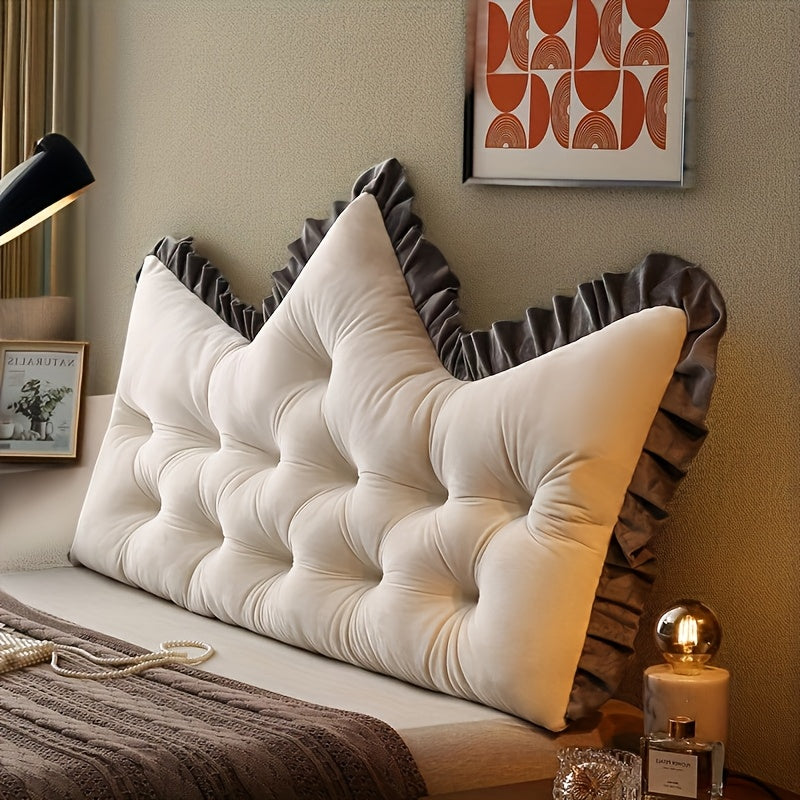 Vintage Style Tufted Backrest Pillow with Ruffle Trim