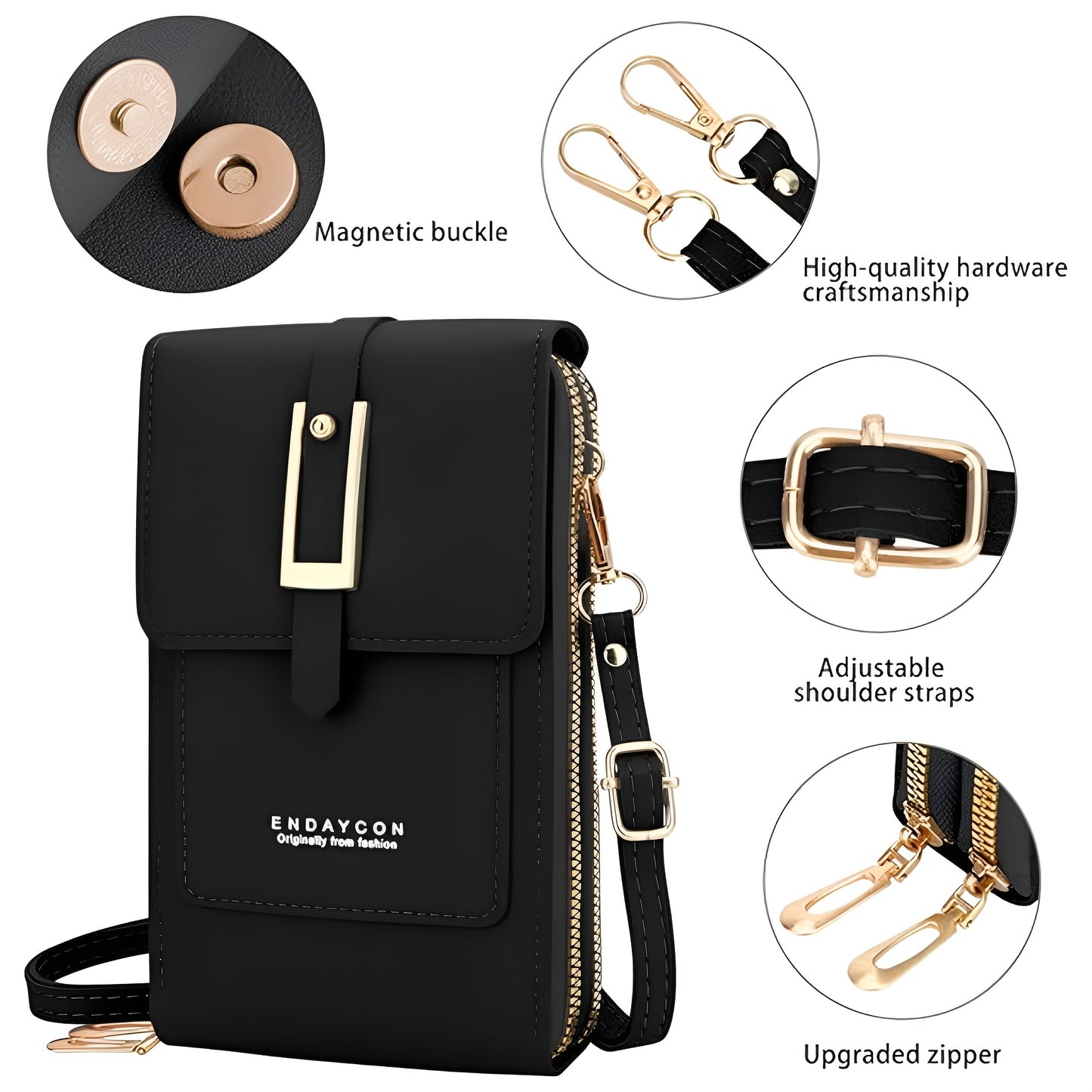 Women'S Multifunctional Crossbody Bag with Detachable Phone Pocket