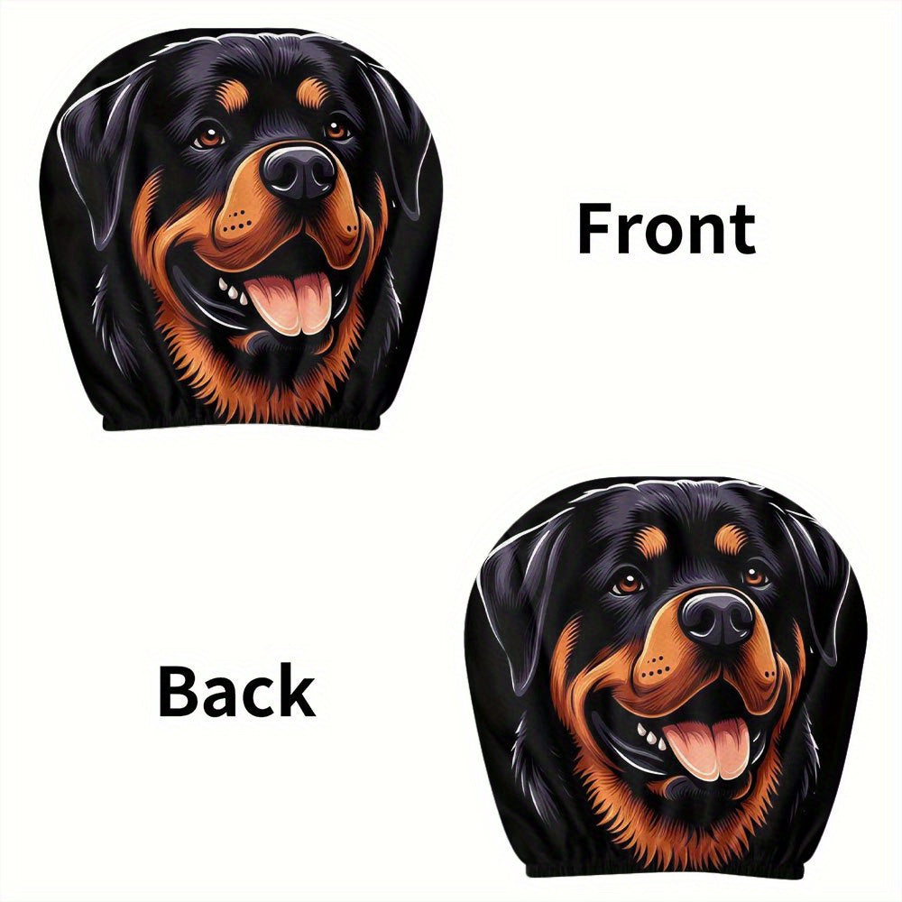 Rottweiler Realistic Print Car Headrest Covers