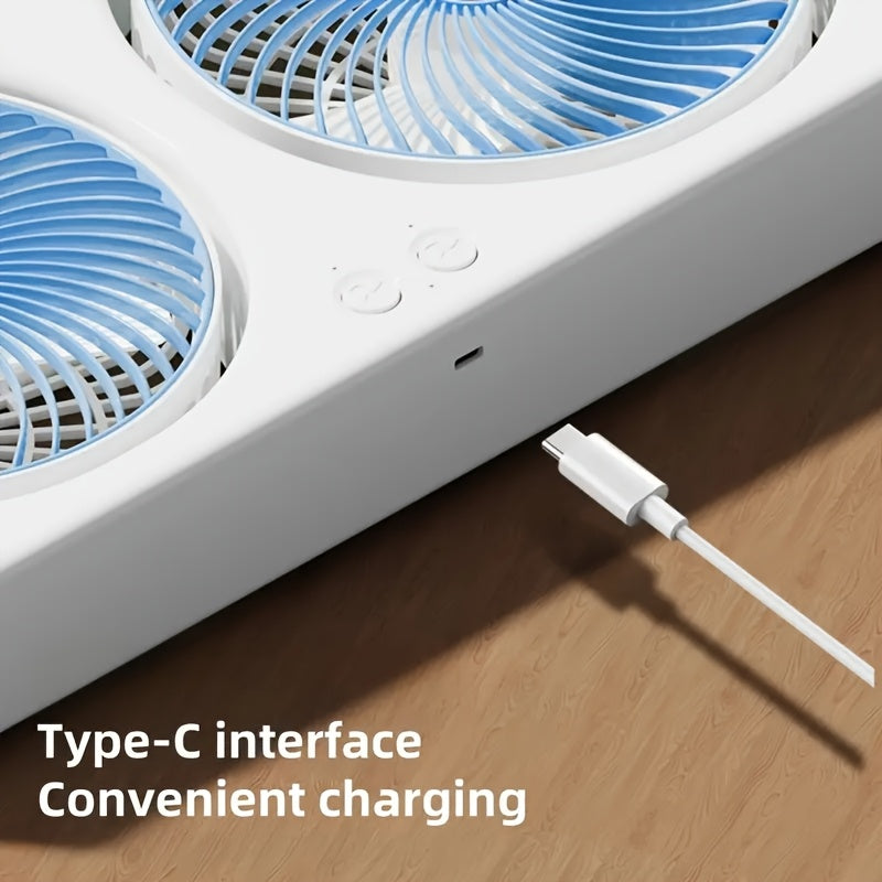Rechargeable Dual Head Portable Table Fan