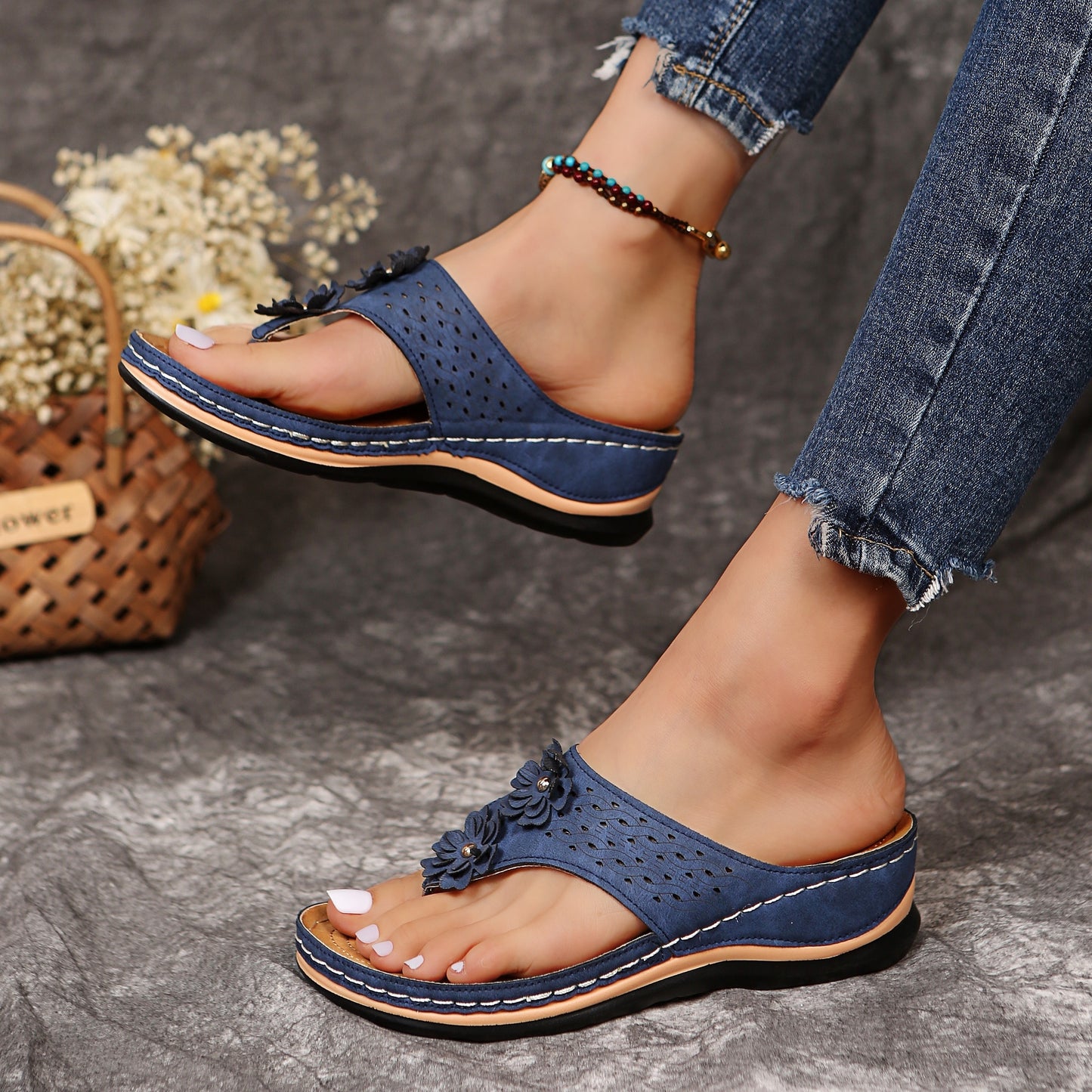 Sewn Wedge Flip-Flops