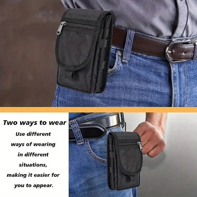 Three-grid waist-hanging casual mobile phone bag