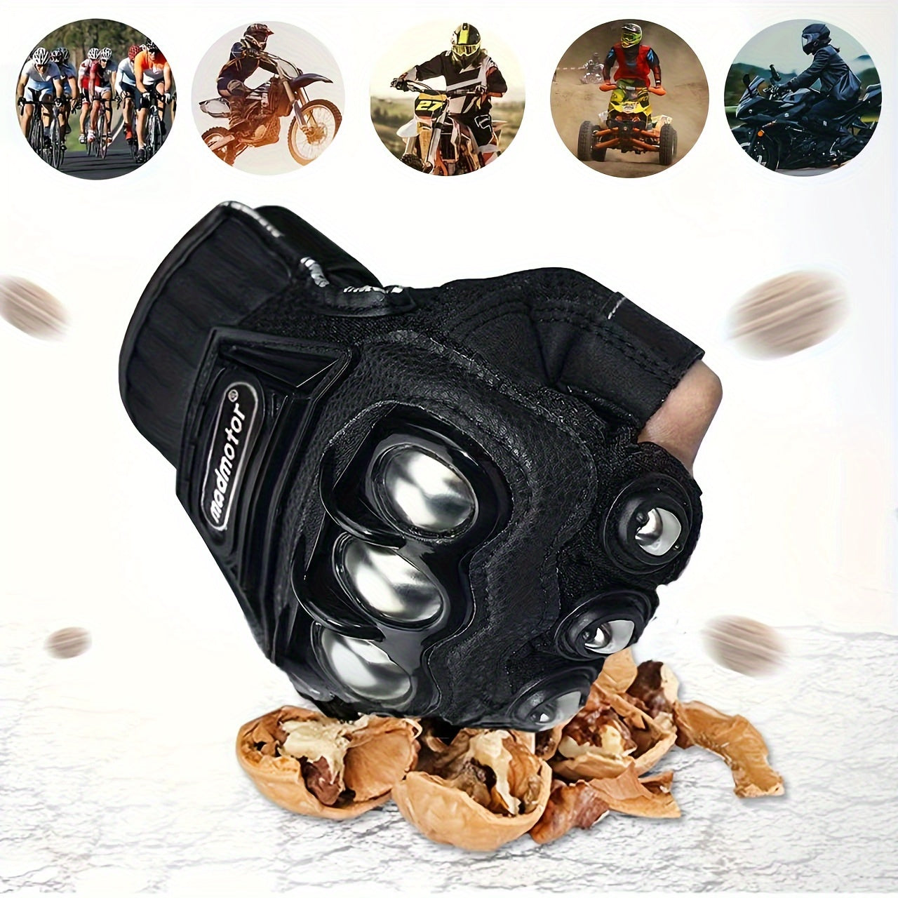 Steel Outdoor Knuckle Motorcycle Motorbike Powersports Safety Gloves