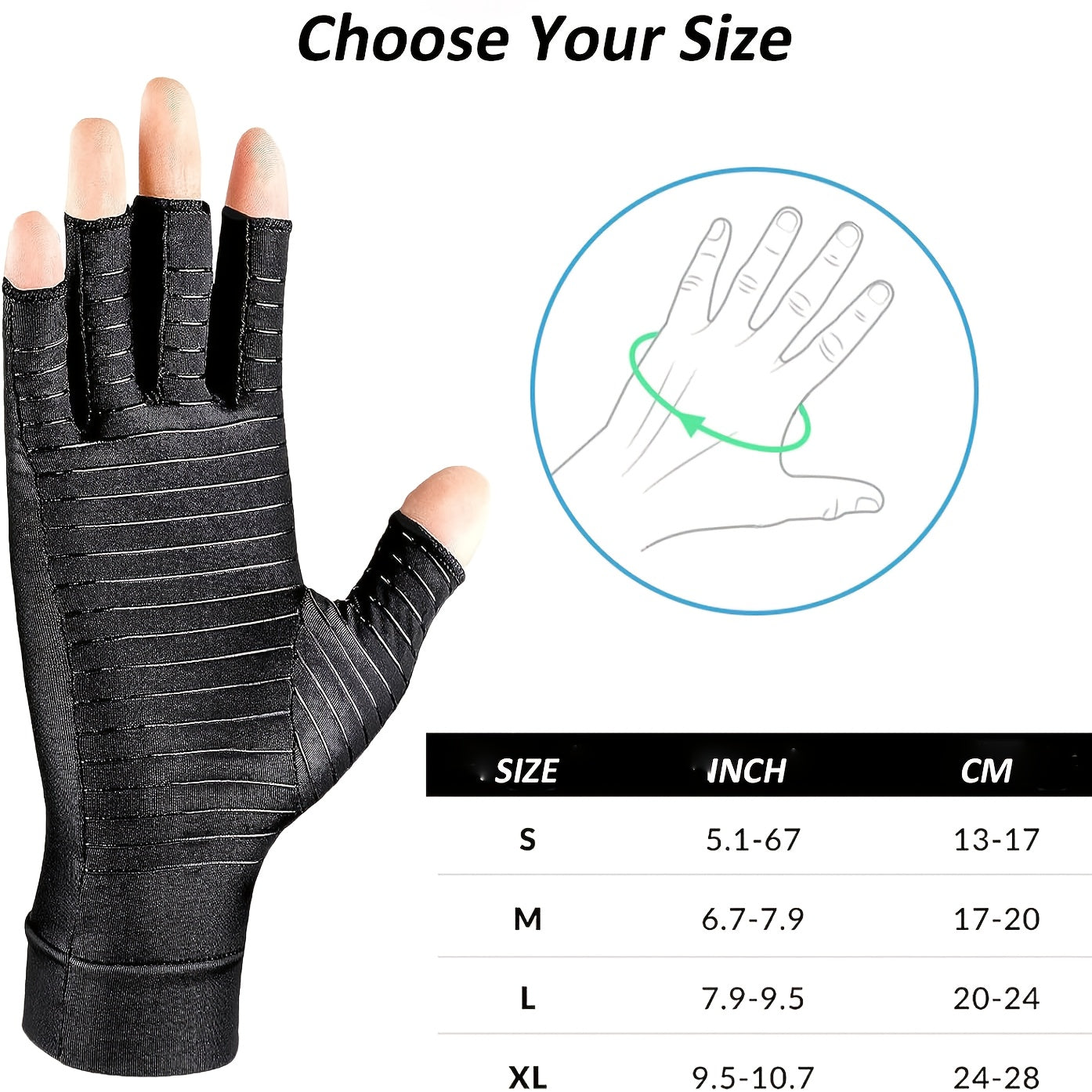1 Pair Copper Fiber Compression Gloves