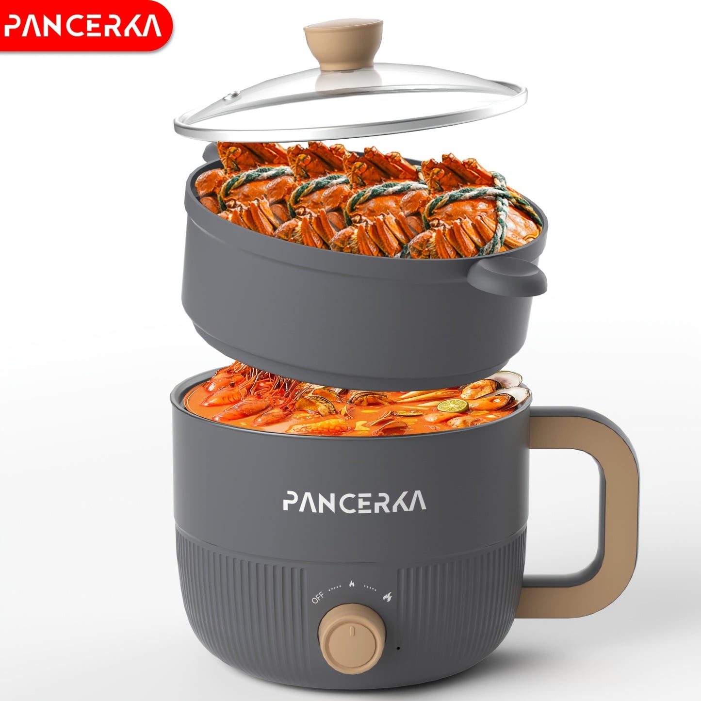 1.8L Compact Electric Cooking Pot with Steamer