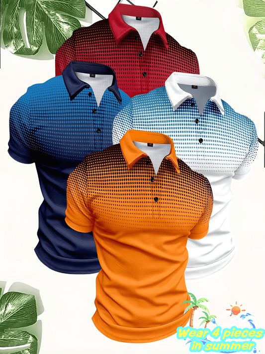 Summer men's four-piece gradient pattern casual breathable tops