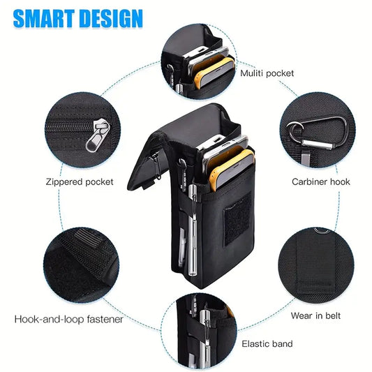 Three-grid waist-hanging casual mobile phone bag