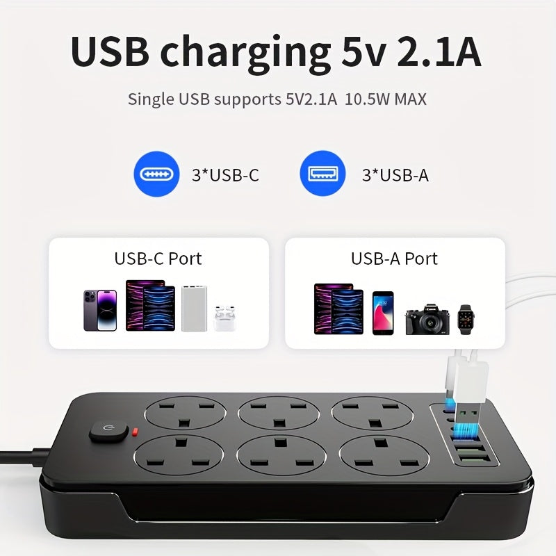12-in-1 Surge Protector Power Strip with 1, 8m Extension Cord