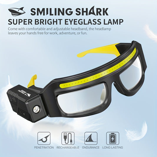 1pc Smiling Shark Rechargeable COB Headlamp with Glasses