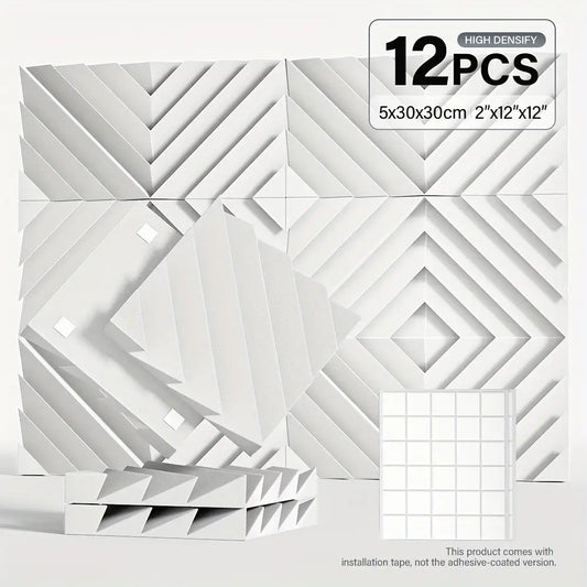 12pcs Diamond Groove Sound Proof Foam Panels