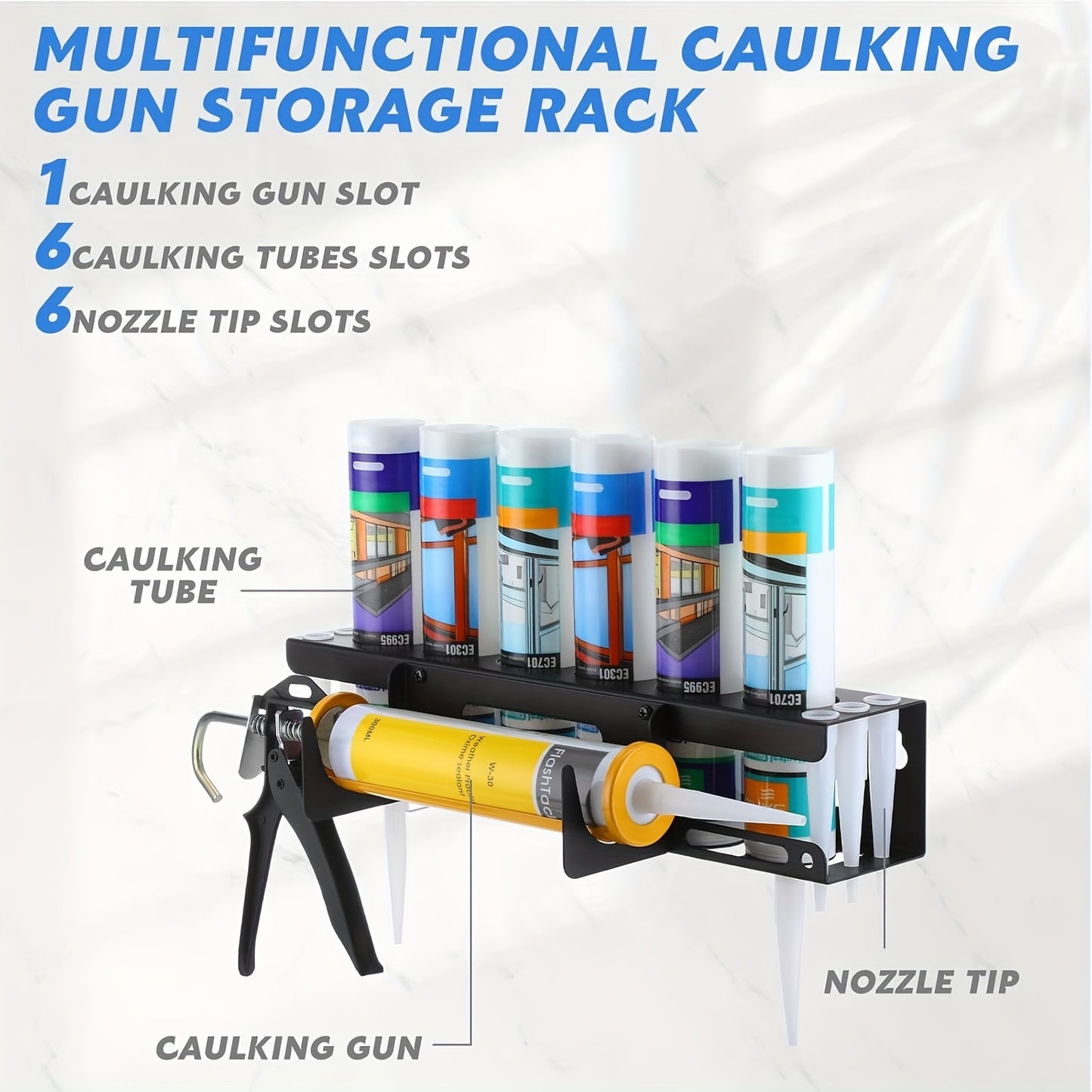 Wall-Mounted Caulking Gun Storage Rack & Sealant Tube Holder