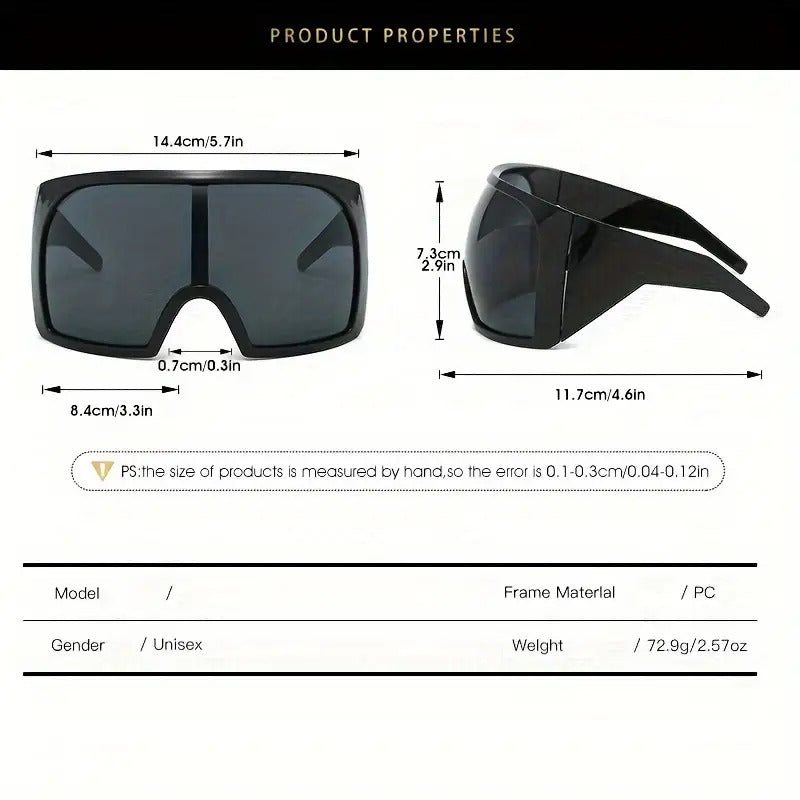 Retro Futuristic Oversized Men's Wrap-Around Fashion Glasses