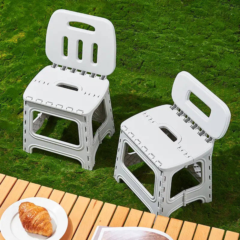 Durable Portable Foldable Plastic Stool with Backrest