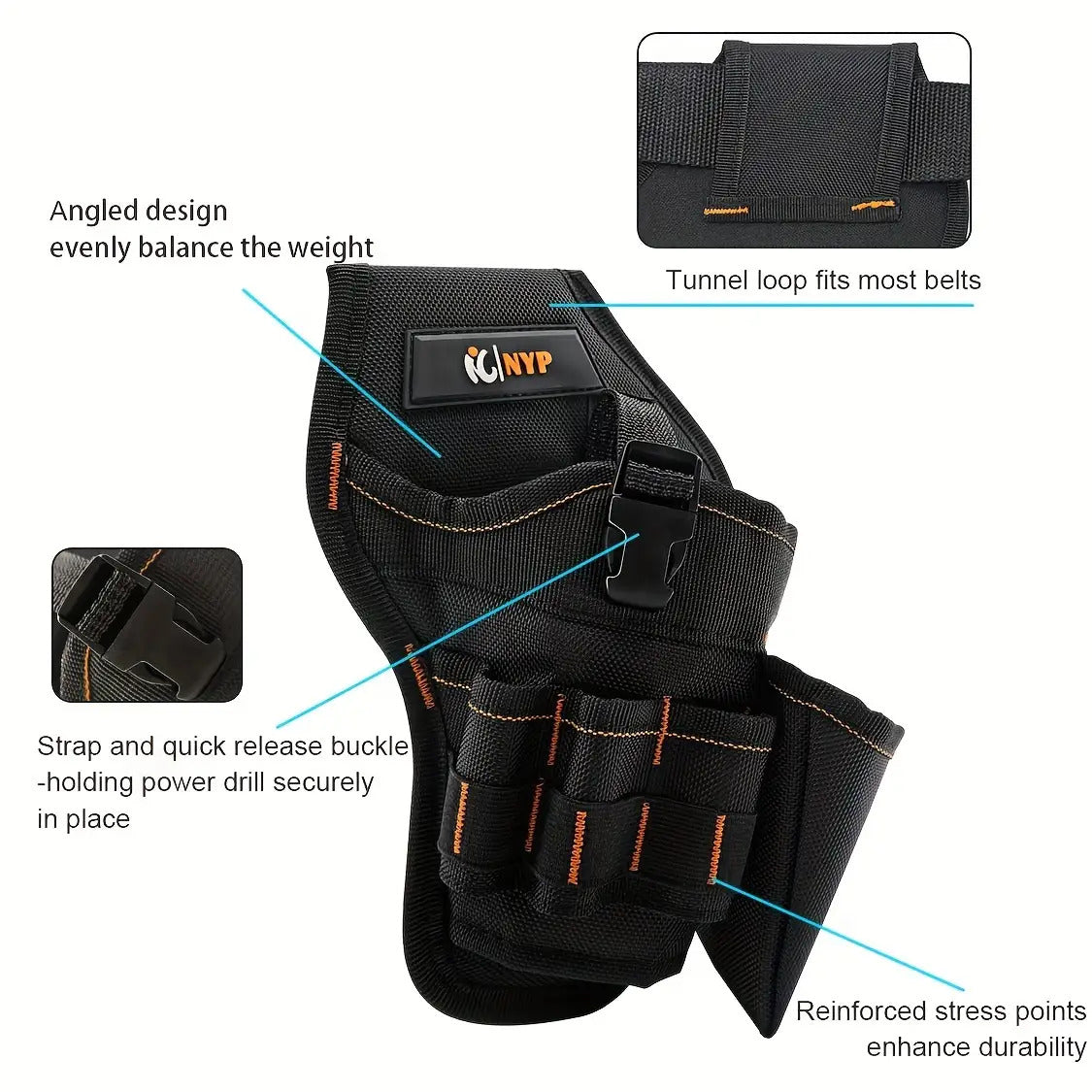 Heavy-Duty Angled Drill Holster with Belt Loop