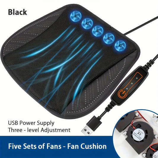 1pc Car Ventilated Seat Cushion with USB Fan