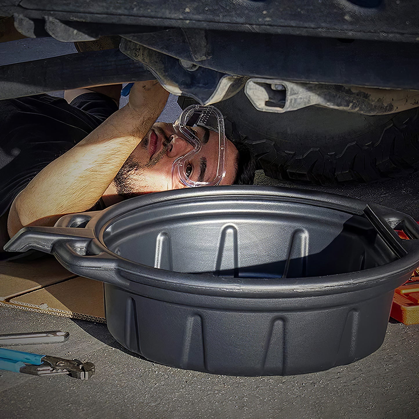 1pc Thickened Car Drain Pan- Large Capacity Waste Engine Oil Collector