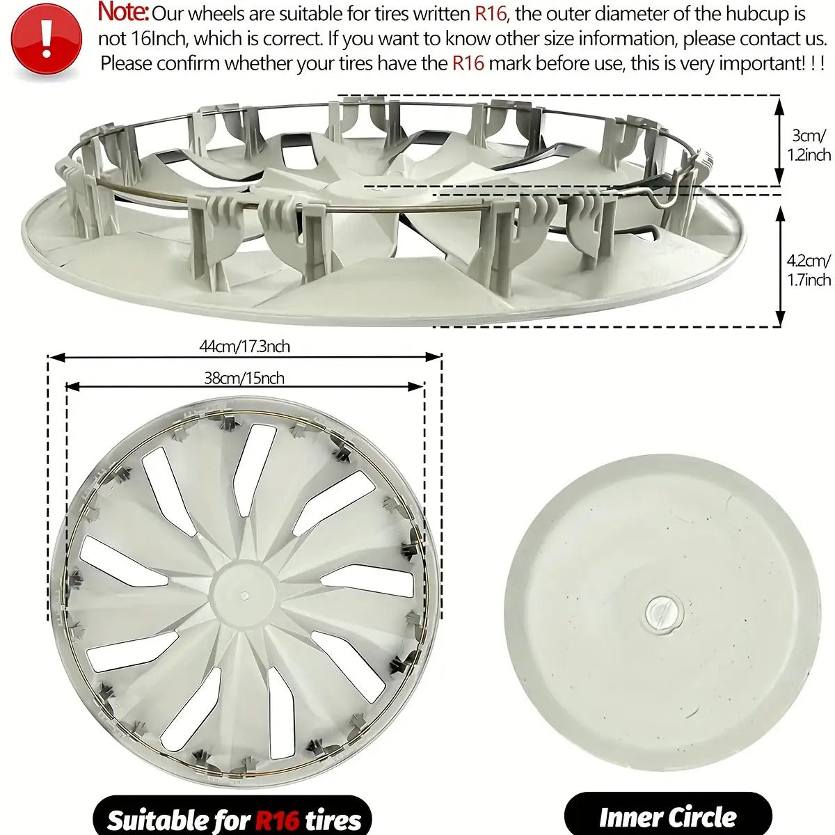 Set of 4 R16 Hubcap Wheel Cover Replacement