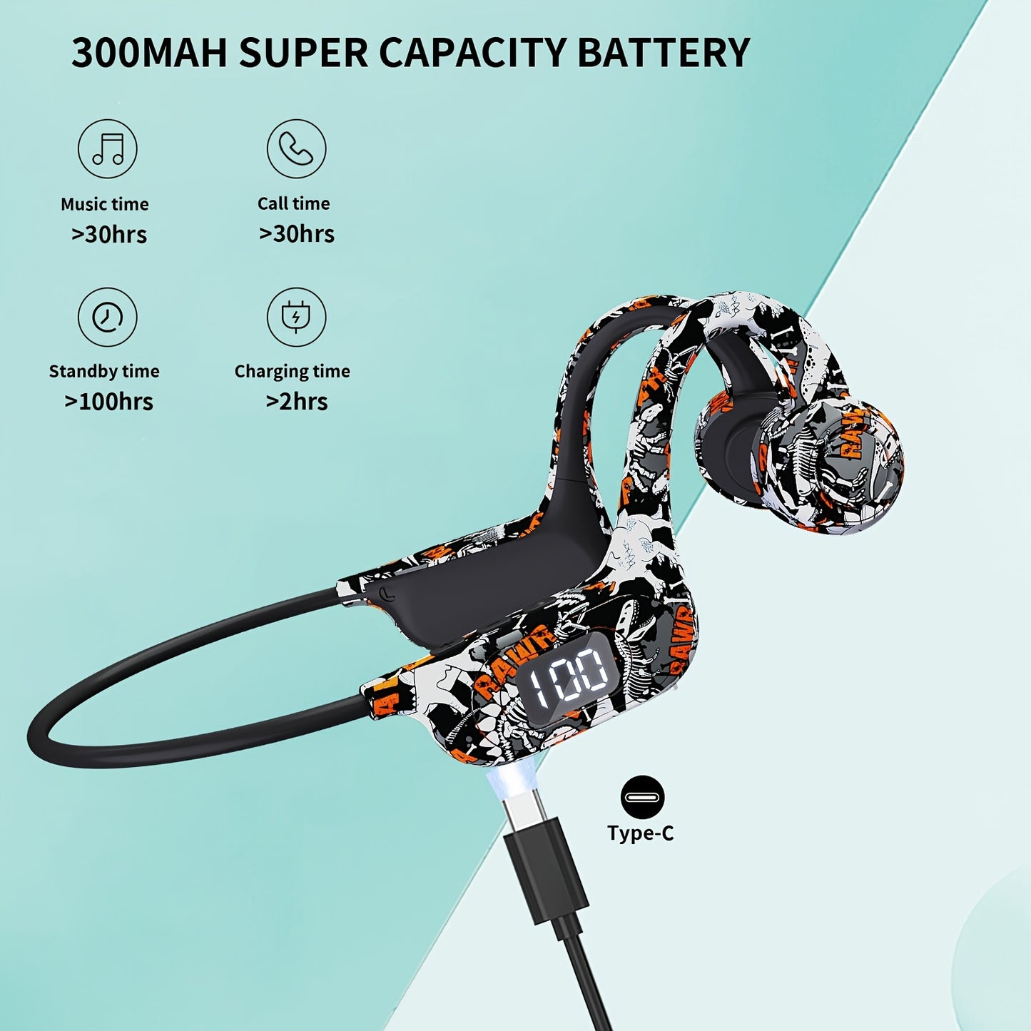 Wireless Bone Conduction Headphones with Microphone