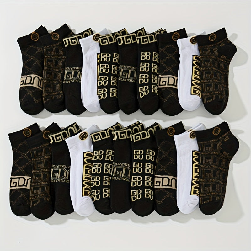 10 pairs Men's sweat-absorbing and deodorant-proof shallow boat socks