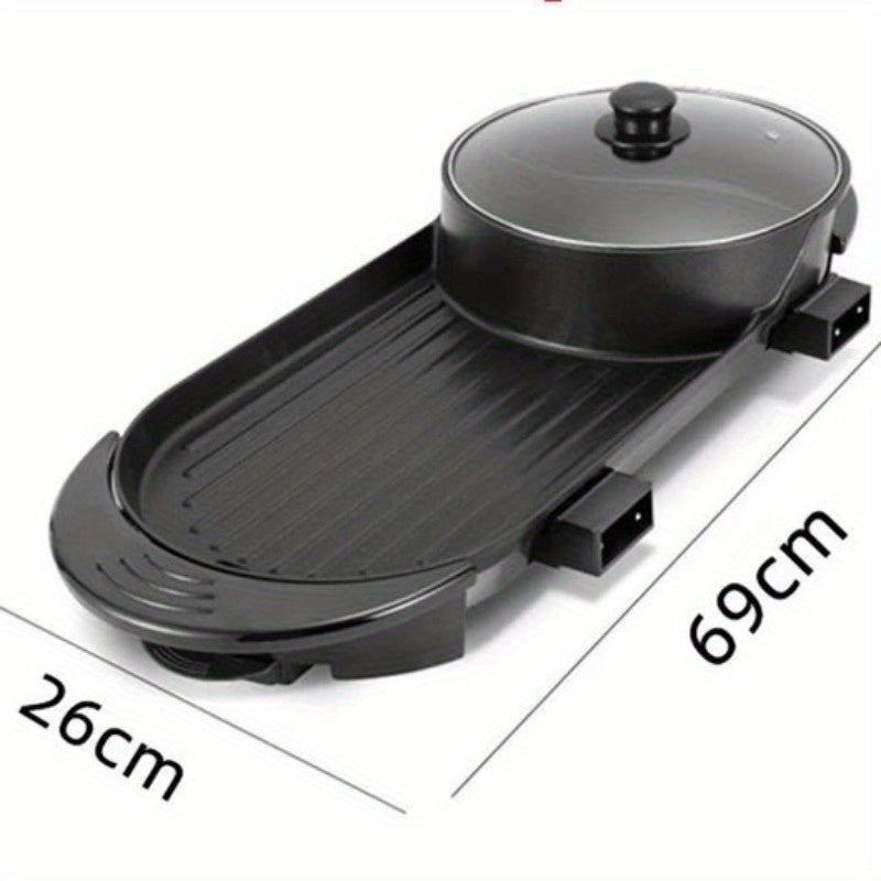 2-in-1 Electric Grill & Hot Pot Combo - Dual Cooking Zones