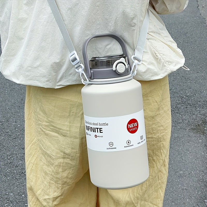 1pc Stainless Steel Insulated Tumbler 1000ml Large Capacity with Handle