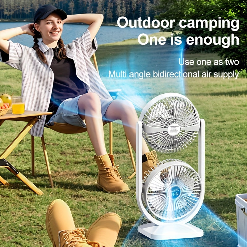 powerful dual-head fan, suitable for outdoor camping