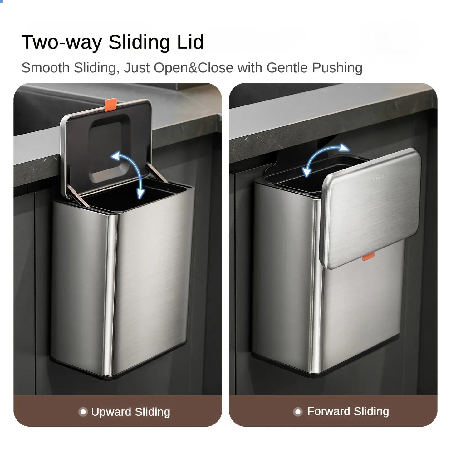 1pc Stainless Steel Rectangular Hanging Kitchen Can