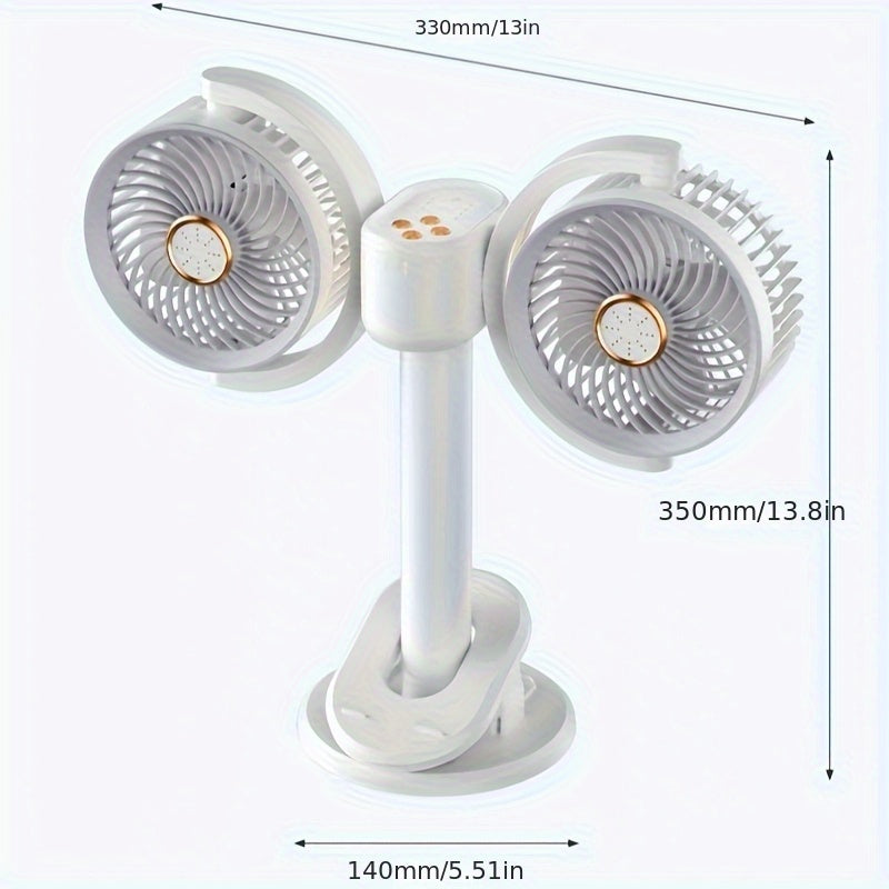 Rechargeable Night Light Double-Head Fan