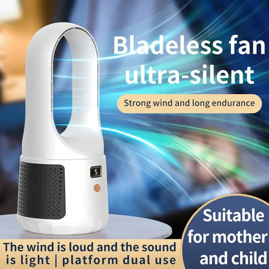Sleek White Portable Fan with Digital Display