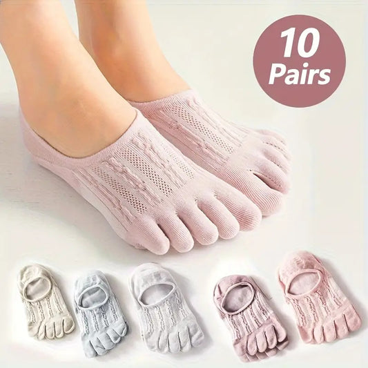 10 pairs of five finger mesh boat socks