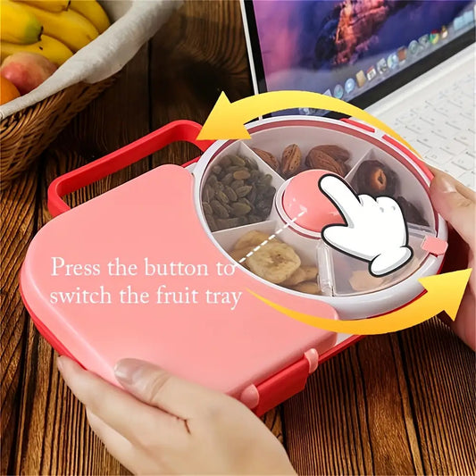 1pc Portable Tote Bag Rotating Lunch Box