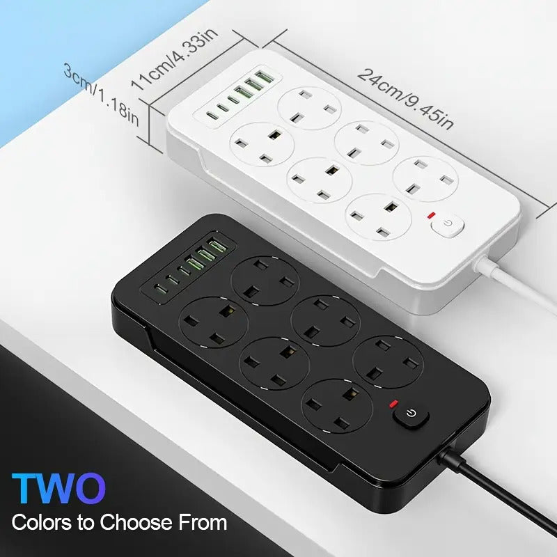 12-in-1 Surge Protector Power Strip with 1, 8m Extension Cord