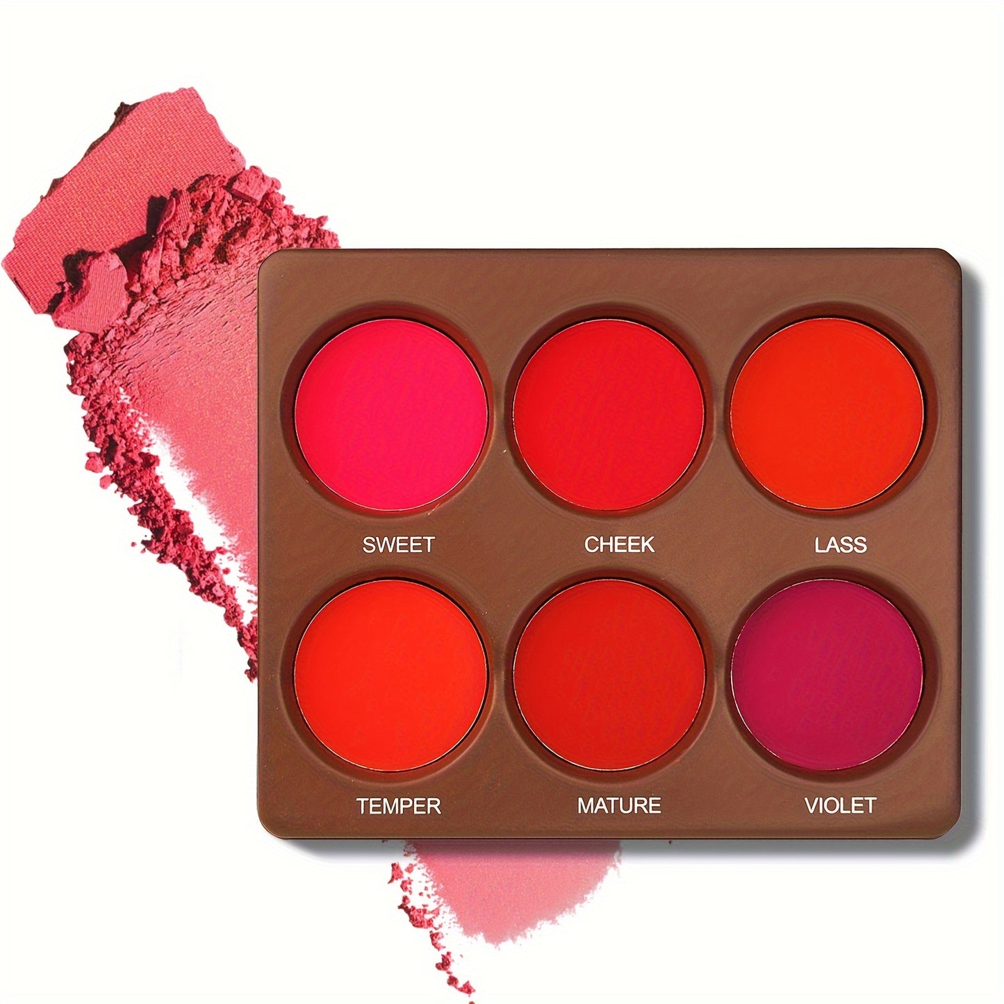 Waterproof 6 Color Berry Orange Pink Matte Powder Blush Palette
