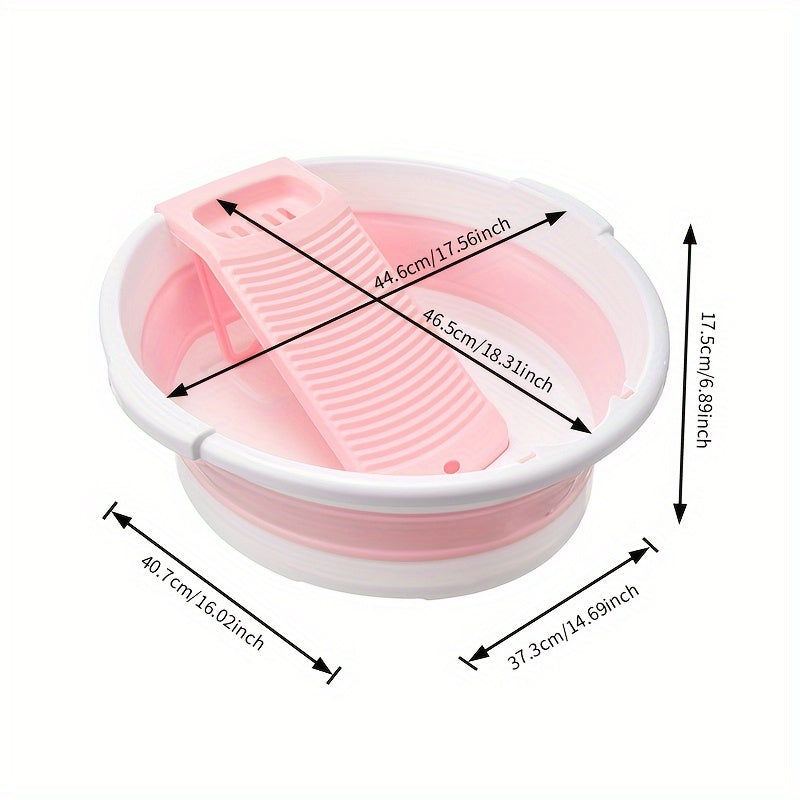 Set of 1 Classic Round Plastic Laundry Tub with Washboard